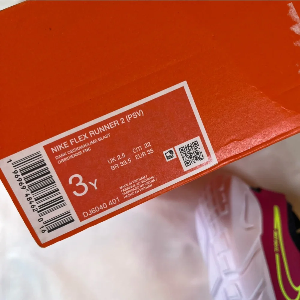 Nike Flex Runner 2 PS 'Dark‎ Obsidian Fireberry' shoes Size 3y